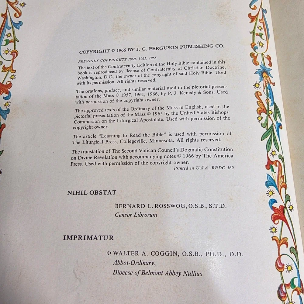 Vintage 1968 Catholic Holy Bible and Golden Press Childrens Bible Set 2 Books